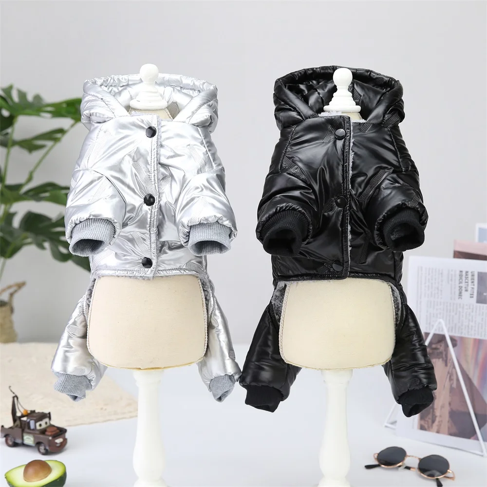 Winter Pet Dog Jacket Clothes Hooded Four-Legs Padded Jacket Clothing Super Warm Thicker Cotton Coat Waterproof Small Dogs