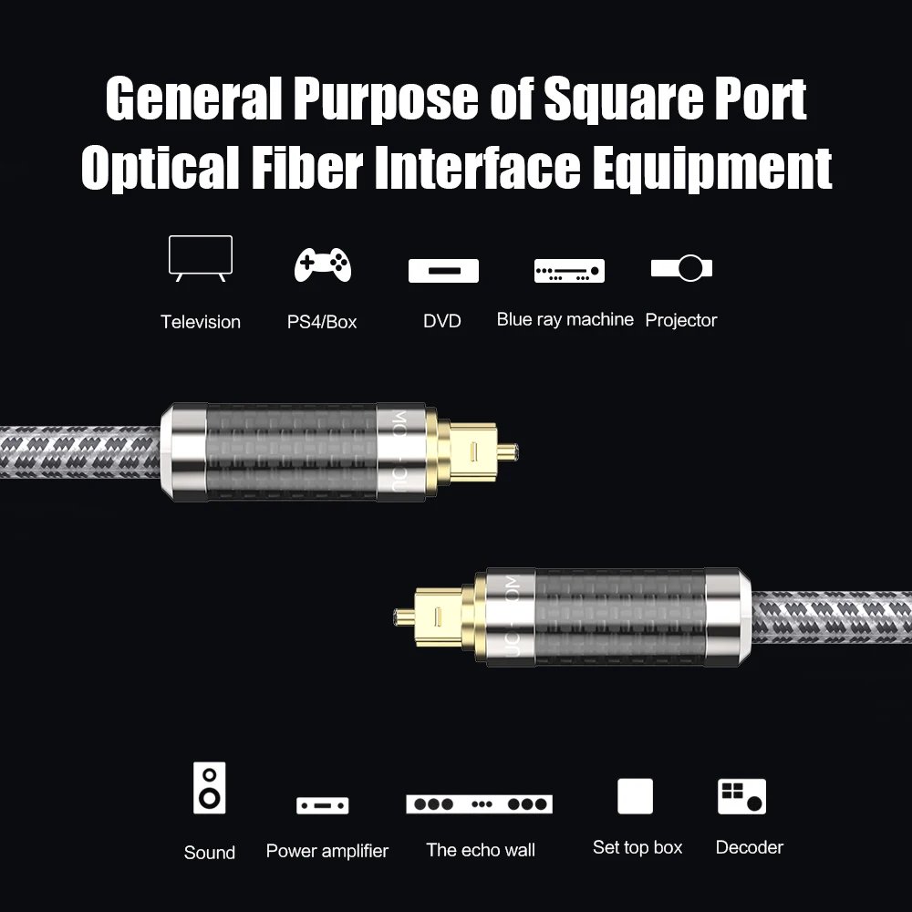 كابلات رقمية للصوت والفيديو ألياف بصرية أوبتيكو أوكسي أسيد النحاس أوديوفيل HIFI DTS موشو المتحمسين لصوت 7.1
