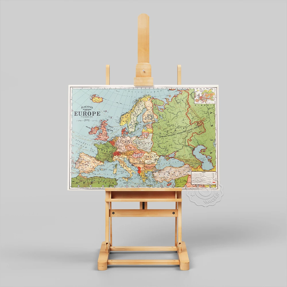 Vintage Europe Standard Map Poster, Washington Map Canvas Prints, Educational Geography Wall Art, Office Work Room Wall Decor