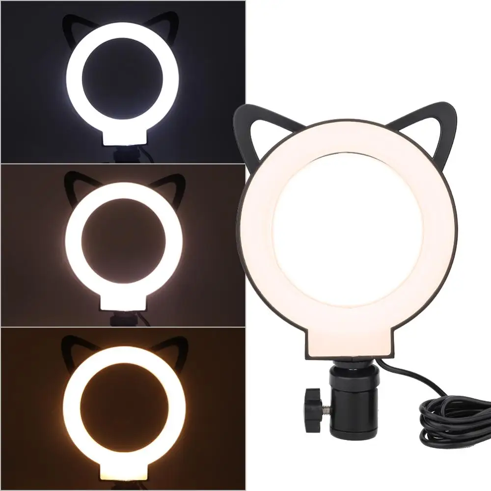 10W 5 Inch LED Cat Earring Sharped Dimmable Photography Studio Makeup Selfie Ring Light Video Fill Light Makeup Tattoo Accessory