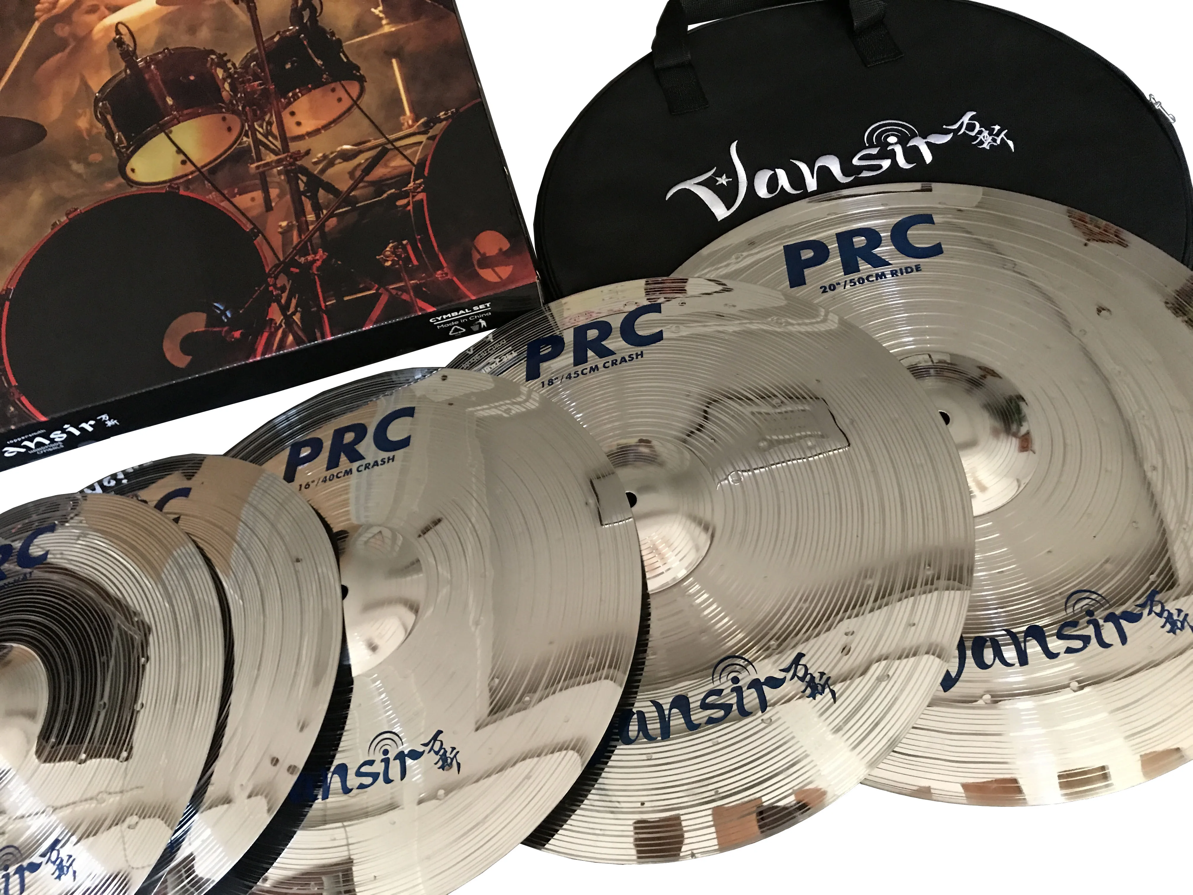 Vansir Polishing Alloy Cymbals Silver Color 14\'\'HH+16\'\'Crash+18\'\'Crash+20\'\'Ride For Sale