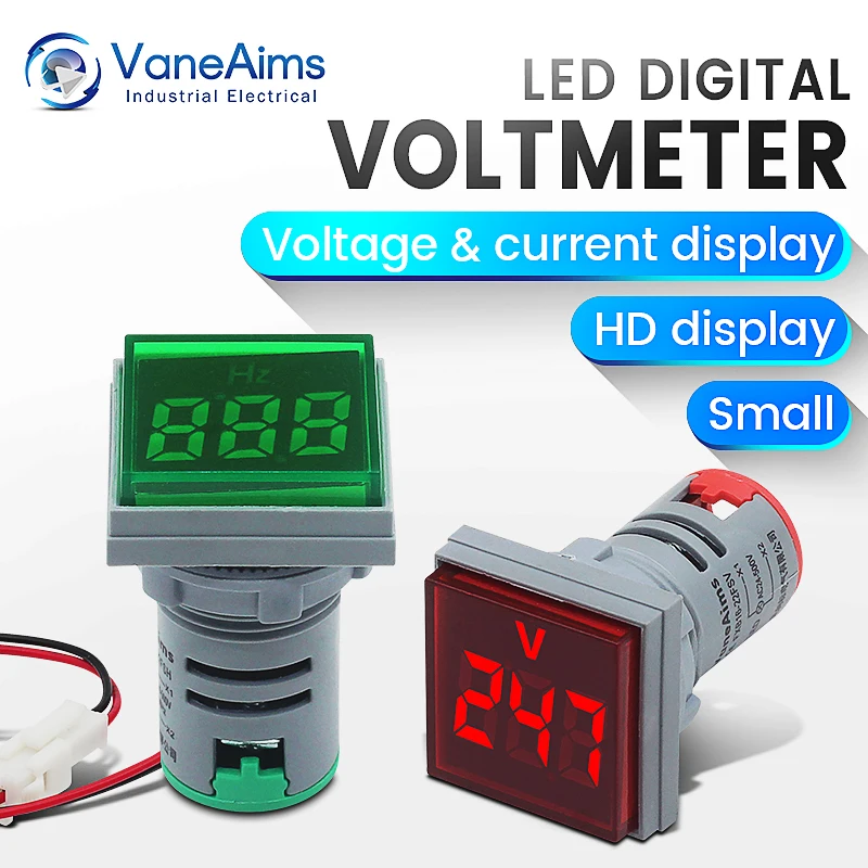 Pantalla cuadrada voltímetro de CA, amperímetro utilizado para medición de línea, indicador LED, voltímetro de CC, simulación de señal de luz