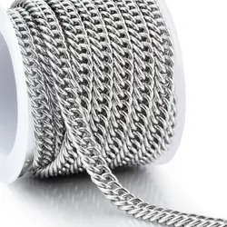 Curb Cuban Link Chain Stainless Steel Necklace For Jewelry Making Accessories Men Women Double Woven Bracelet Bag DIY Handmade