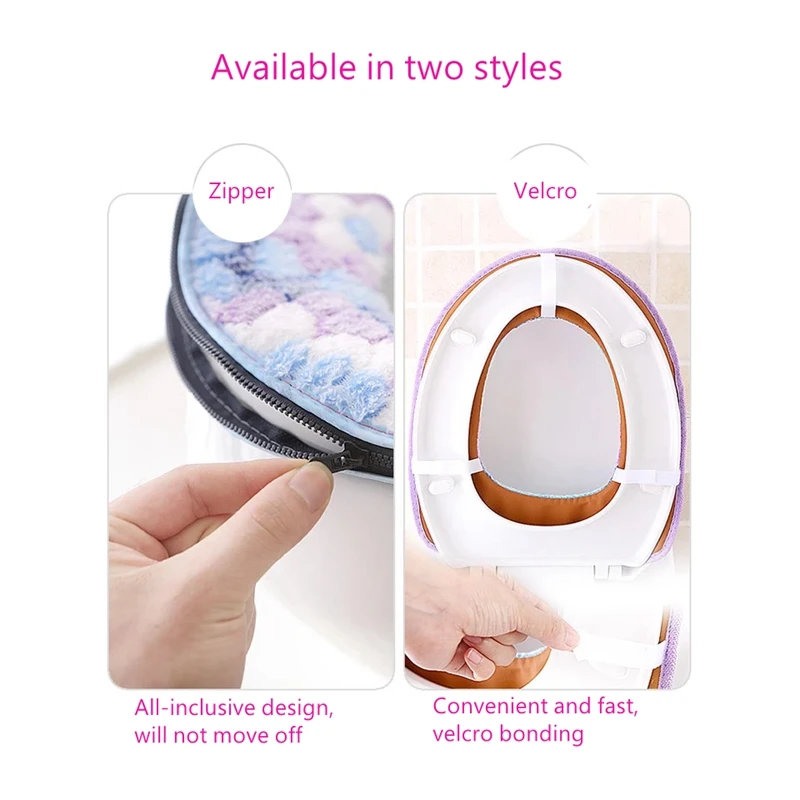 Warm Winter Toilet Seat Cover Closestool Mat Washable Bathroom Accessories Coral Fleece Soft Toilet Pad Universal Toilet Cushion