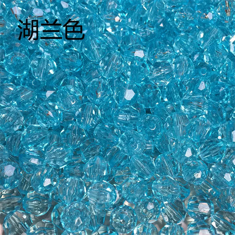 Colorful Transparent Acrylic Faceted Round Beads 6mm 8mm 10mm 12mm 14mm 16mm Loose Plastic Spacer Jewelry Bracelet Necklace Bead