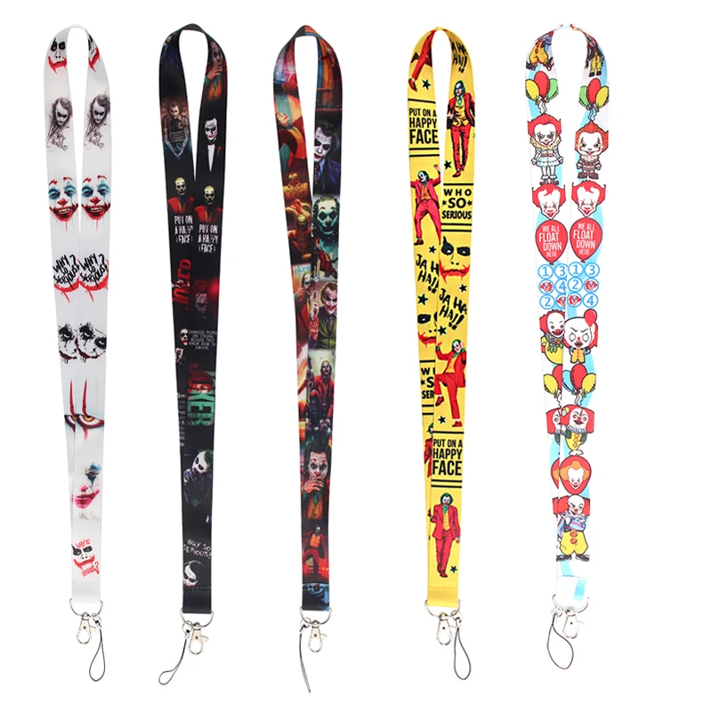 JF0068 Horror Movie Funny Clown Neck Strap Lanyard for key ID Card Phone Straps USB Badge holder Hang Rope Lariat lanyards