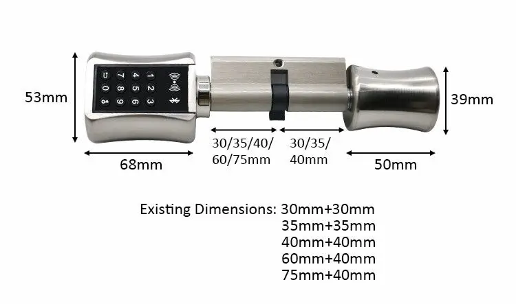 TTlock Bluetooth Smart Cylinder Lock WIFI sicurezza elettronica wireless APP digitale codice tastiera scheda RFID serratura senza chiave