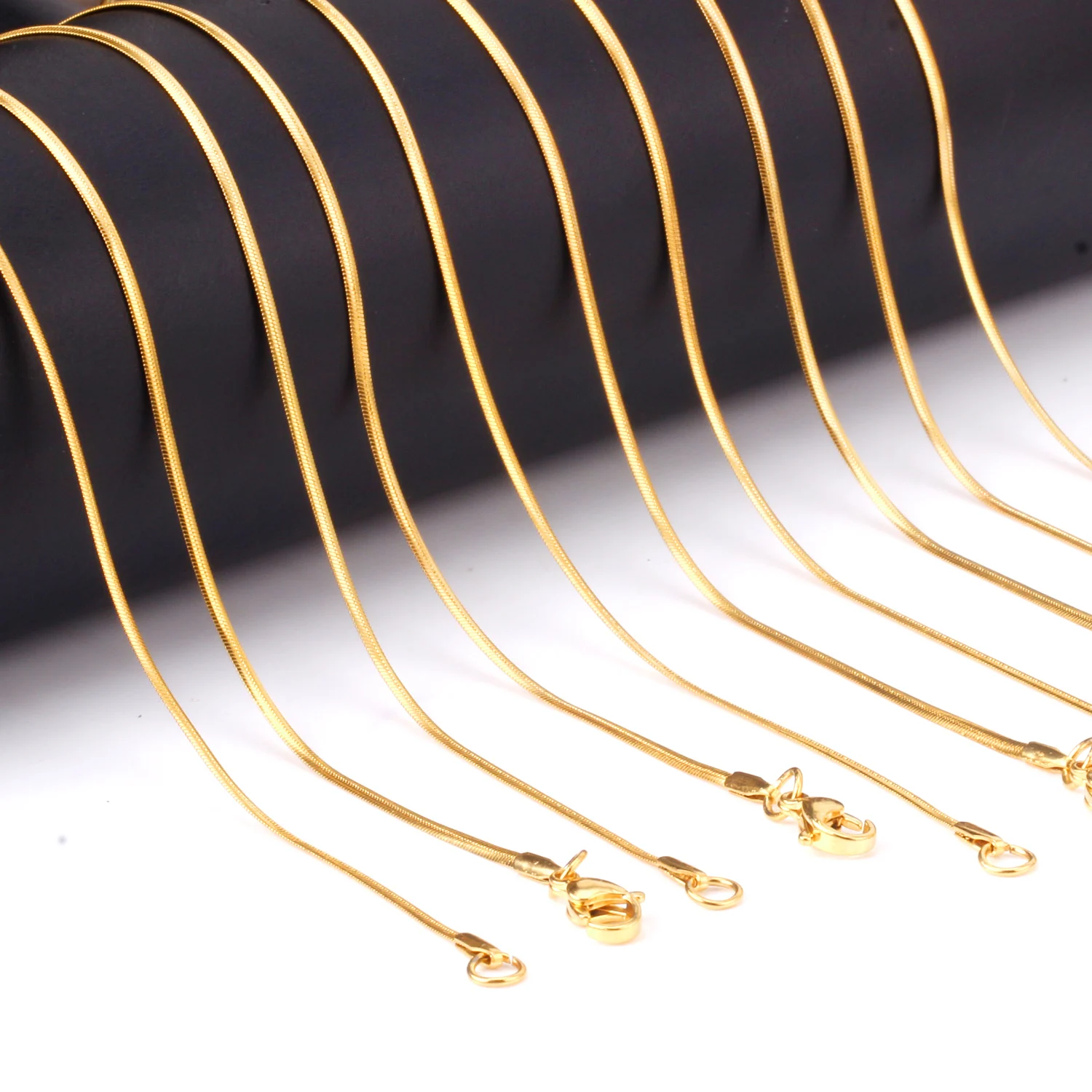 ASONSTEEL 10pcs/Lot 2mm Flat Snake Chain Necklace Stainless Steel Gold Color Wholesale Jewelry Chokers for Women Men Bulk Sale