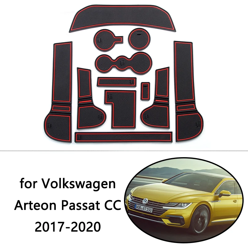 

for VW Volkswagen Arteon 2017 2018 2019 2020 Rubber Anti-slip Mat Door Groove Cup Pad Phone Cushion Gate Coaster Car Accessories