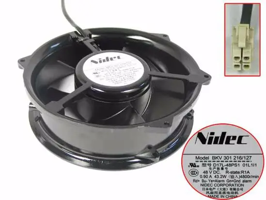 

Nidec D17L-48PS1 01L1I1 DC 48V 0.90A 170x170x51mm Server Cooling Fan 4-wire