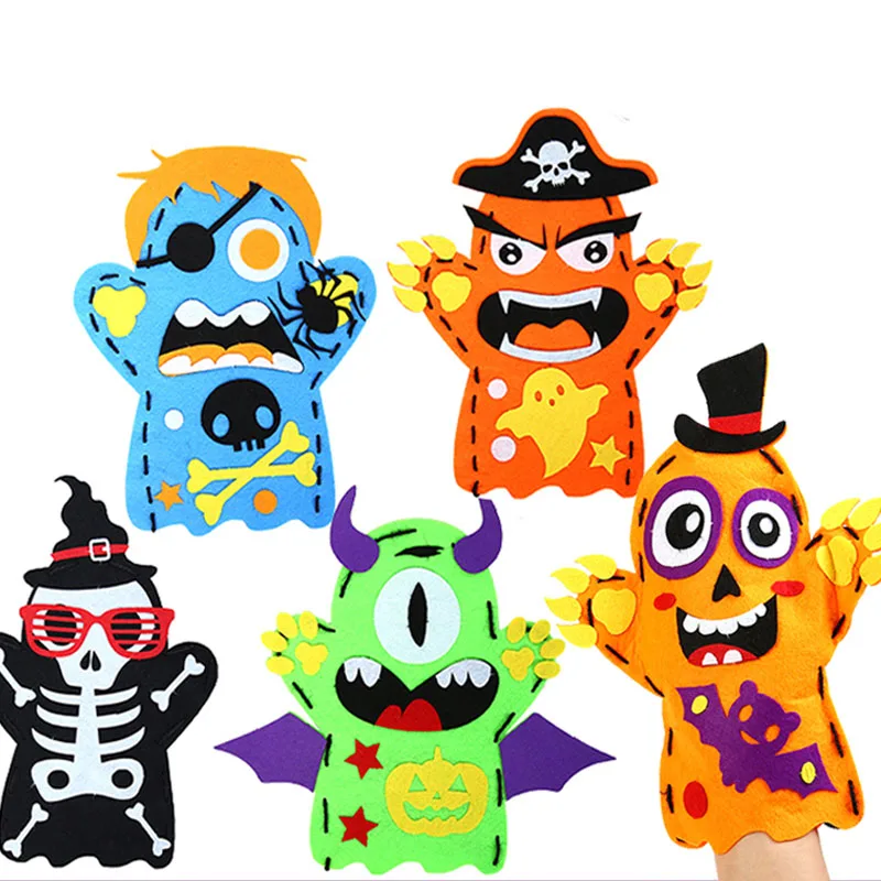 3Pcs Halloween Hand Puppet Art And Crafts For Kids DIY Manualidades Infantiles Knutselpakketten Kinderen Kinder Spielzeuge