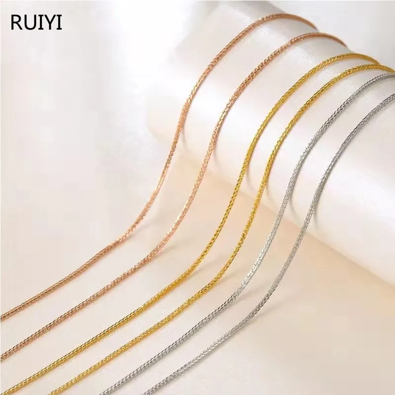 

RUIYI Real 18K Gold Necklace Pendant Chain Solid AU750 Chopin Chain for Women Fine Jewelry Wedding Gift