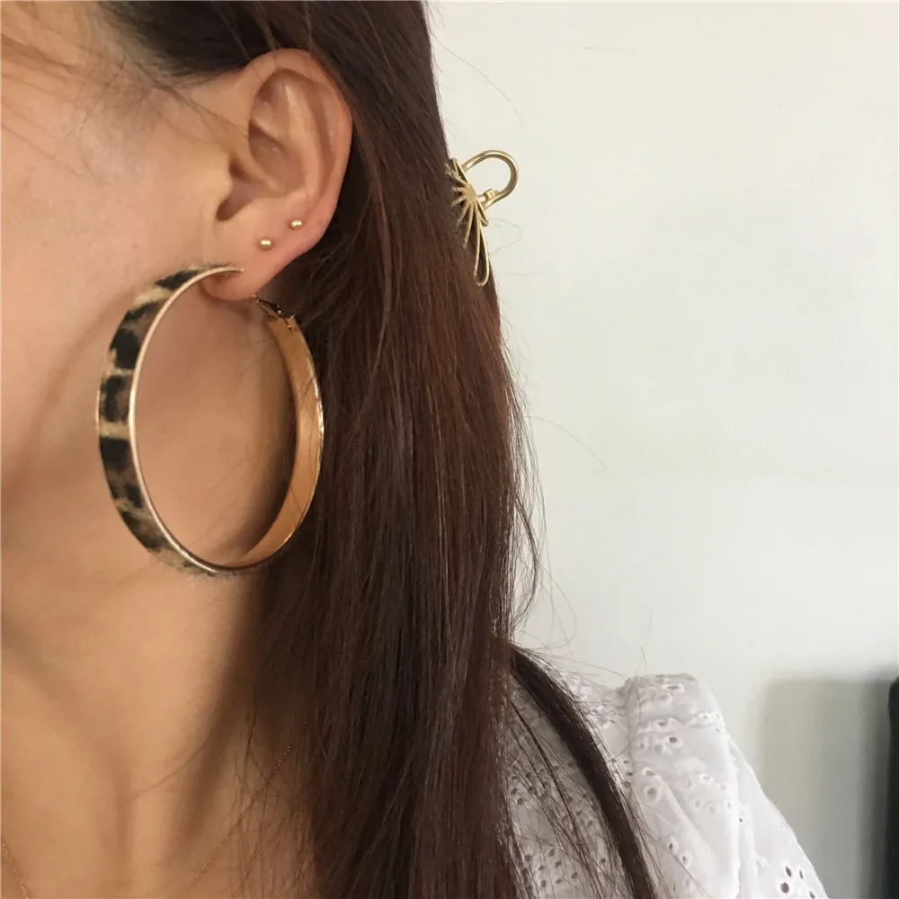 High Quality Personality Exaggerate Big Hoop Earrings Snake Leopard Zebra Skin Print Hoop Earrings for Women Special Party