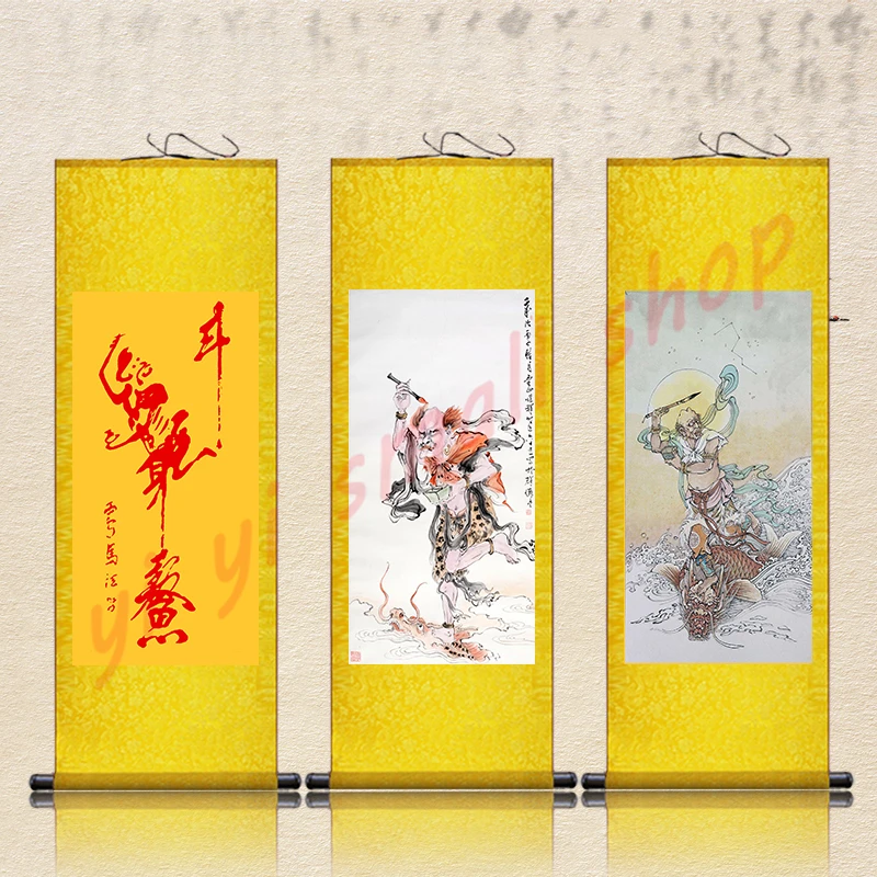 Kuixing point fight / kick fight painting, Wenqu star, living room and study decoration painting, silk scroll hanging painting