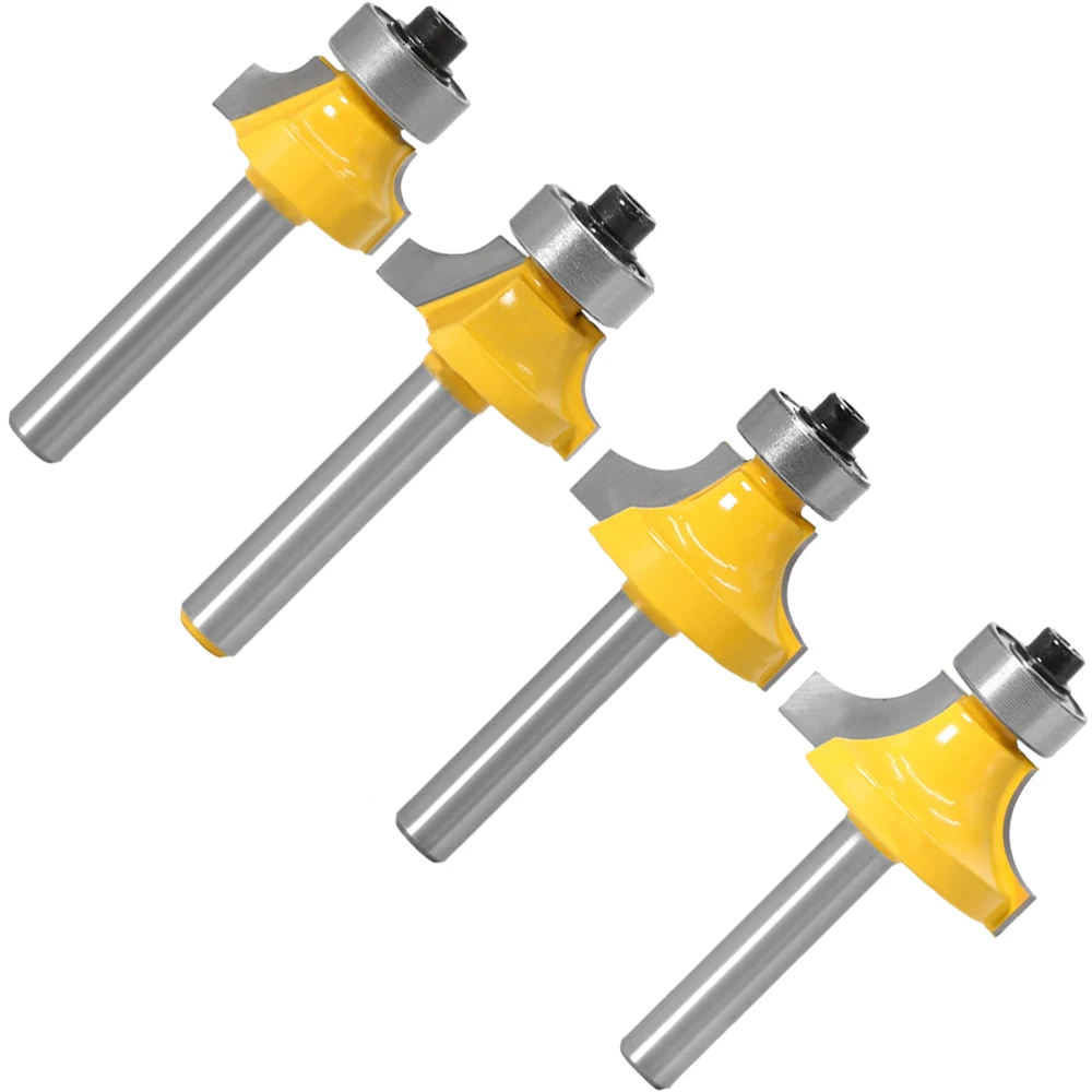 Broca de enrutador de esquina redonda con rodamiento, cortador de fresado para madera, carburo de tungsteno, vástago de 6mm, 1 piezas