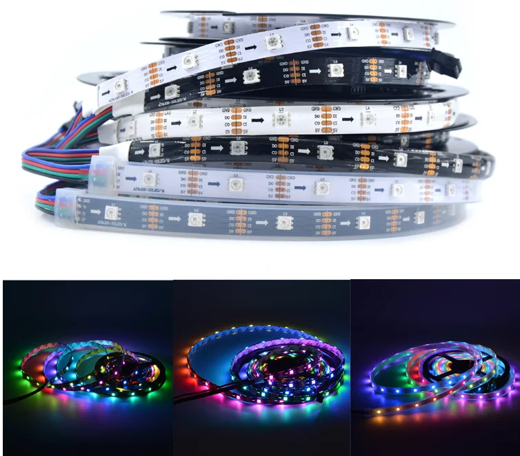 APA102 Strip 30/60/144 Leds/พิกเซล SK9822สมาร์ทพิกเซล Led Strip ข้อมูลและ CLCK แยกต่างหาก DC5V IP30/IP65/IP67