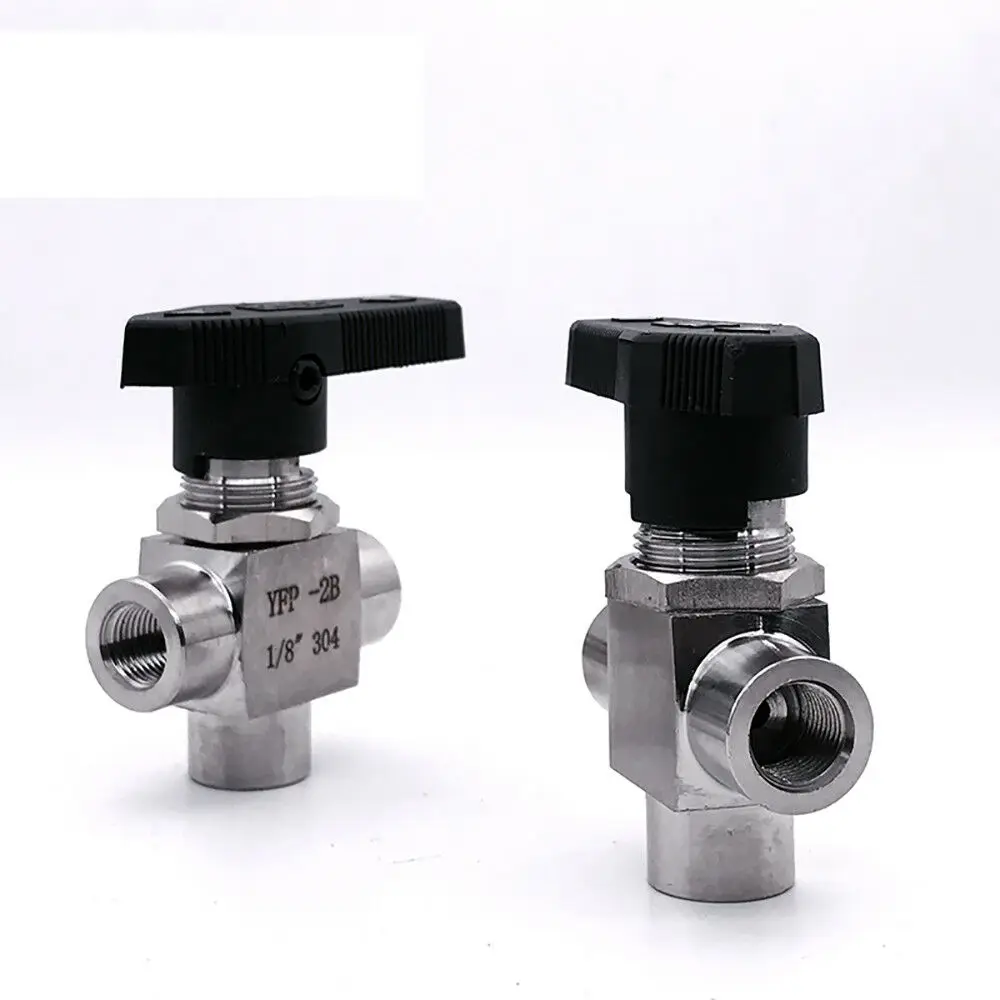 1 pces 3 way válvula de esfera 1/8 "tubo manga gás npt l porta 1000psi aço inoxidável