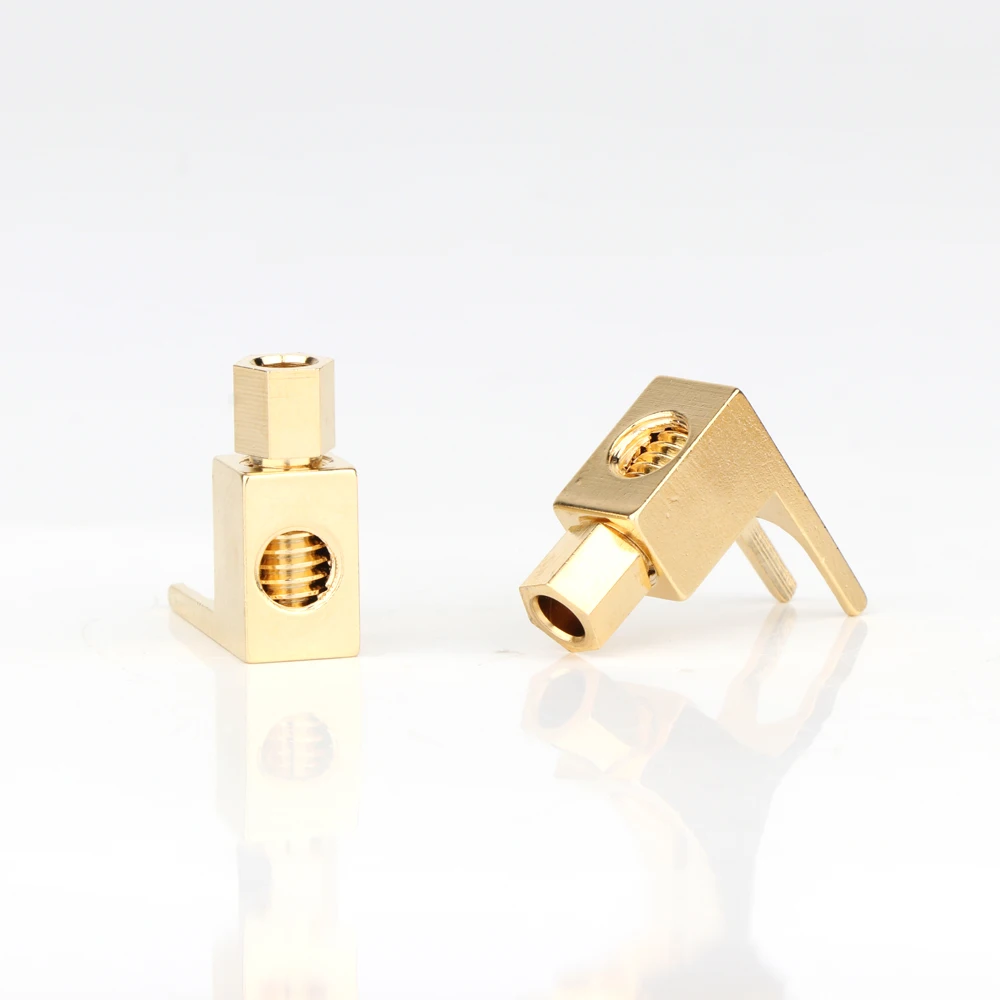 4/8pcs Hi-End 24K Gold Plated Repair Parts Right Angle Speaker Cable Spade Plug Hifi Audio Speaker Cable Connector Plug