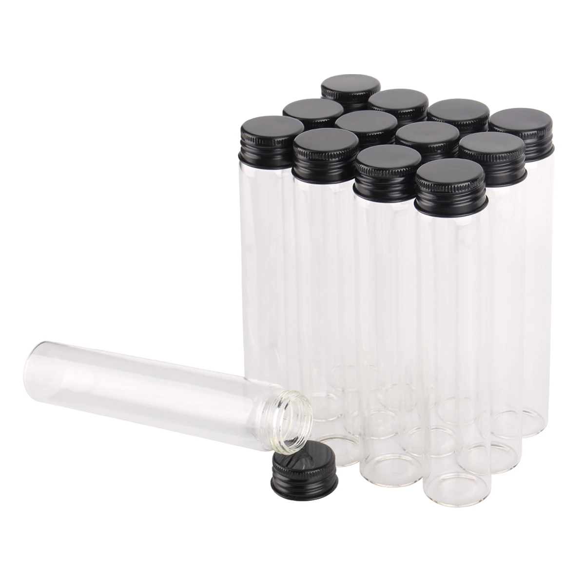 500 pieces 80ml 30*150mm Glass Bottles Jar Vials Terrarium with Black Aluminum Lids for Art DIY Crafts Wedding Favors