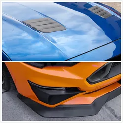 For Ford Mustang 2018-2022 Front Bonnet Engine Intake Air Vents Louvers Fog Light Winglet Protector Guard Cover Car Accessories