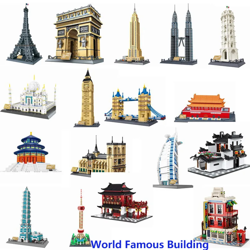 Brinquedos Mini Blocks Architecture Model Building Kit Capital Paris Eiffel Tower Big Ben Micro Construction Bricks Expert Sets 