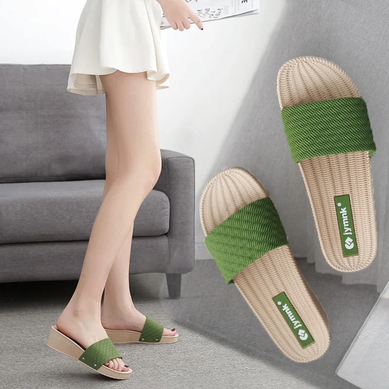 4.5cm Heel Thick Soft Sole Indoor Outdoor Wedges Slippers Women Shoes Summer Sandals Women Slides Ladies Slippers Pretty Shoes