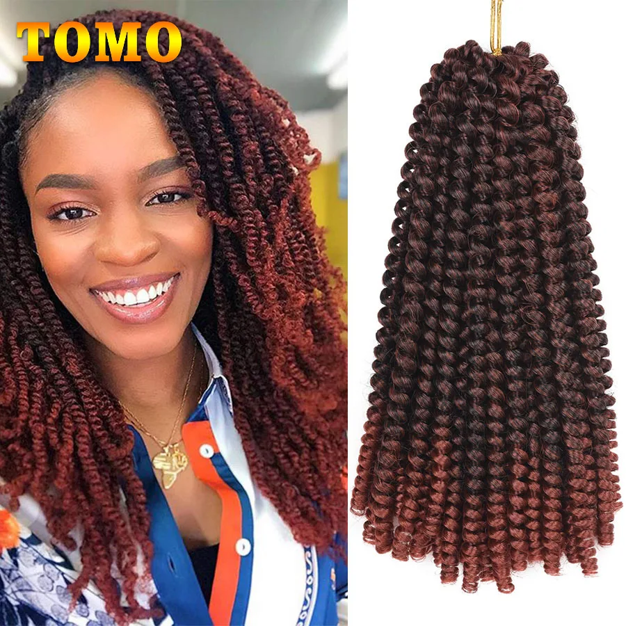 TOMO Spring Twist Crochet Braids Hair 10 Inch Ombre Color Butterfly Locs Crochet Braiding Synthetic Hair Extensions For Women