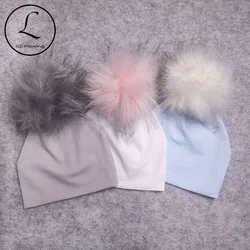 GZHilovingL-Bonnets à pompons en fausse fourrure pour bébé, chapeaux en coton doux pour nouveau-nés garçons et filles, automne et hiver