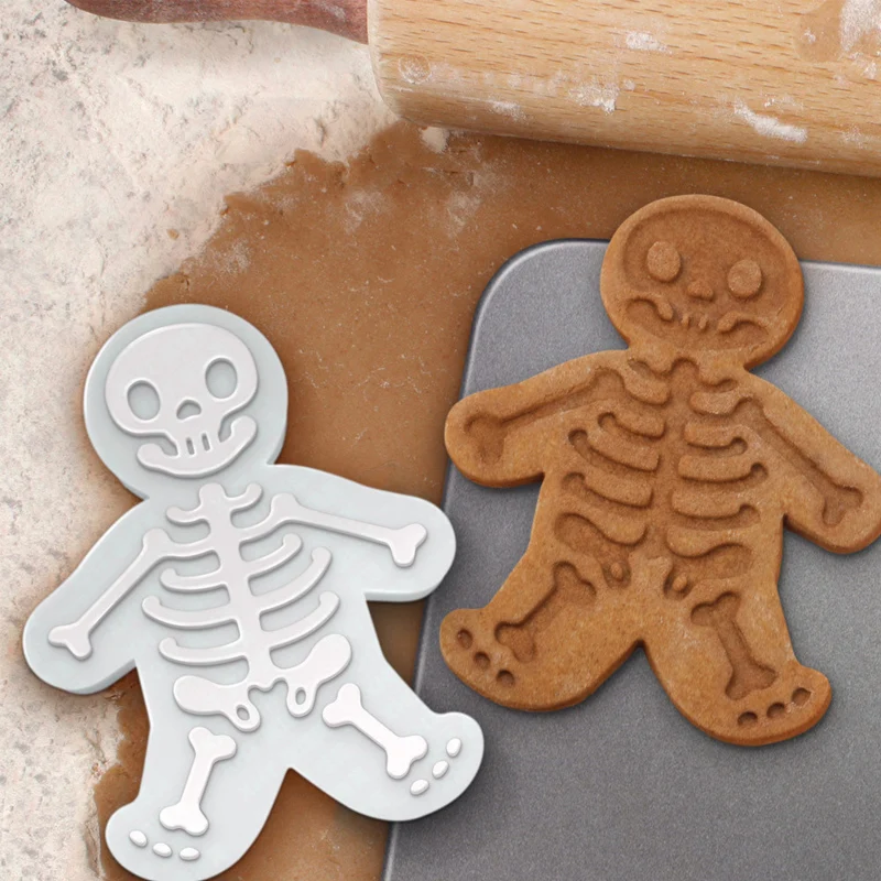 2020 1PCS Halloween Cookie Cutter 3D Plastic Gingerbread Skeleton Biscuit Mold Fondant Pastry Dough  Christmas Cake