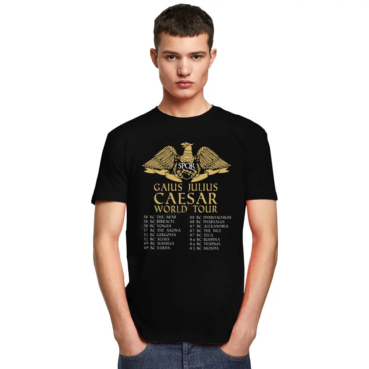 Vintage Gaius Julius Caesar World Tour Tshirts Men Camisas Hombre T-Shirt Roman Empire Emblem Cotton Casual Top T Shirts