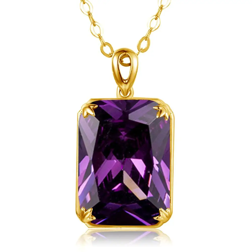 Szjinao Real 925 Sterling Silver Handmade Fine Jewellery 14K Gold Amethyst Gemstone Jewelry Set With Earring Pendant Necklace