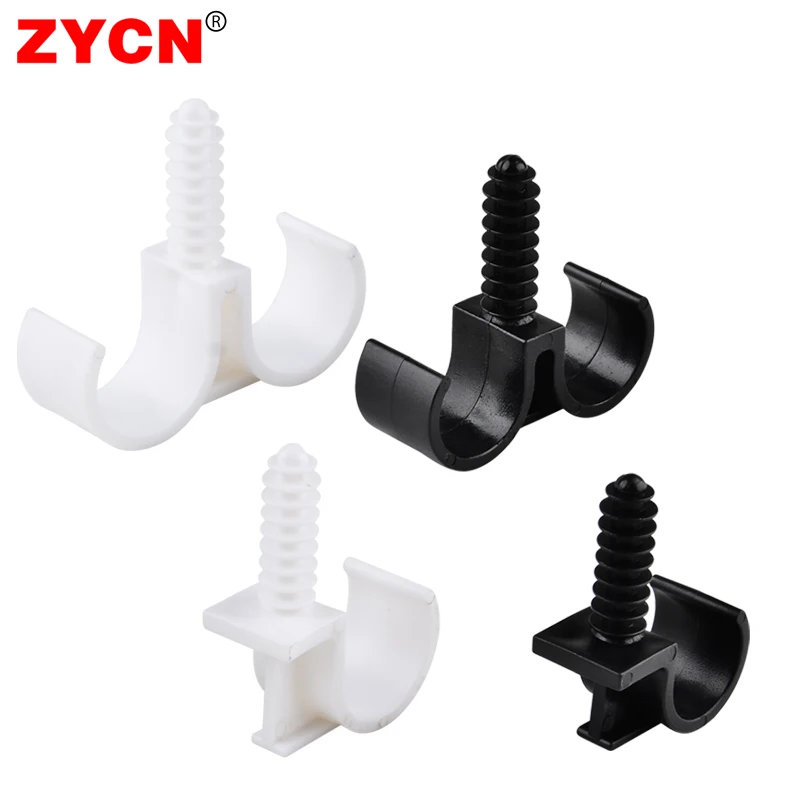 20Pcs 20/25mm Single Double Pipe Clamp Fixed Wall Buckle Water Cable Fixation Plastic Saddle Clip Integrated Molding Bracket