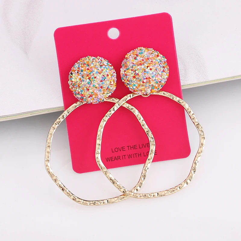 Aretes Earrings Vrouw New Statement Round Drop Earrings High Quality Rhinestones Jewelry Accessories For Women Gifts Wholesale