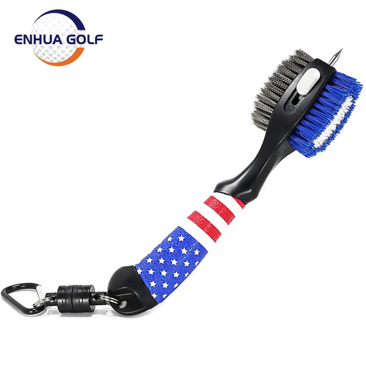 Golf Cleaner Flag Printing Golf Club Brush Cleaner Larger Size Head&Retractable Groove Cleaner, Durable Rubber Make Clean Easily