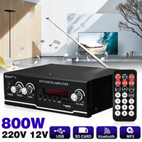 800W EU/US HIFI Bluetooth Audio Amplifier Digital Home/Car Power Amplificador Stereo Subwoofer Music Player with Remote Control