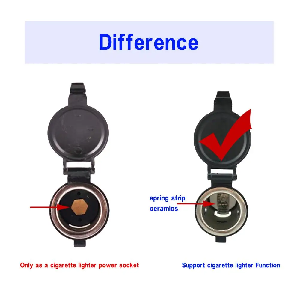12V-24V Car Auto Motorcycle Cigarette Lighter Power Plug Socket Auto  Cigarette Lighter Female Socket with Waterproof Cover Case