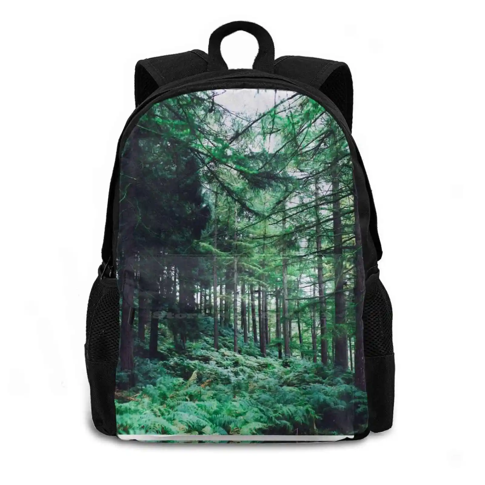 Lost Within Myself New Arrivals Unisex Bags Student Bag Backpack Tropic Green Evergreen Tree Woods Forest Adventure Go Places