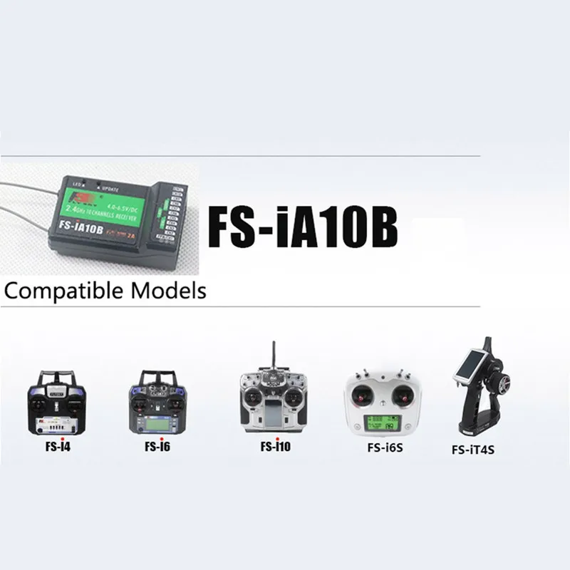 Flysky FS-iA10B 10CH 리시버 2.4GHz, AFHDS 2A-초저 지연 PPM, iBUS, PWM 출력, FS-I6, I6X, I10 송신기 FPV용