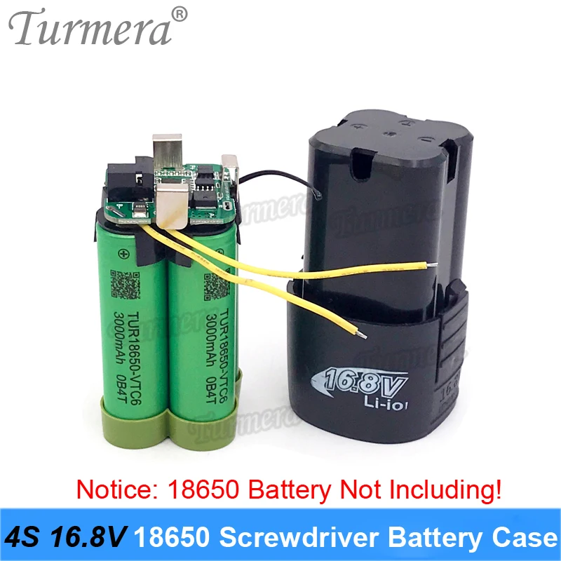 4S 16.8V 14.4V Screwdriver Drill Battery Case Box with 18650 Hoder Bracket 4S 30A BMS Board for Shura Shurika Repair Use Turmera