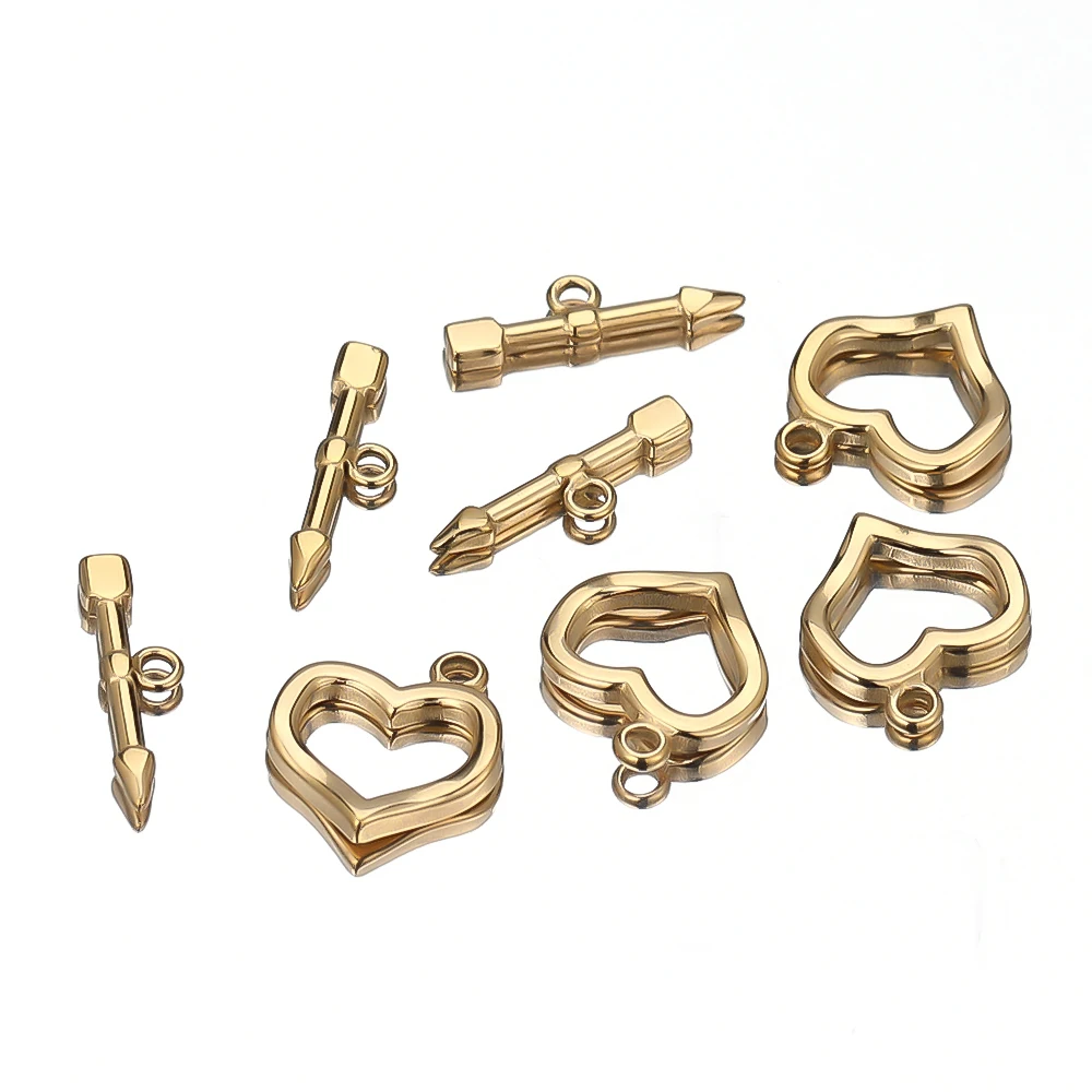 4 Sets Edelstahl-OT-Verschlüsse, Knebelverschlüsse für DIY-Schmuckherstellung, Herz-Halsketten-Verbinder, Bastelzubehör für Armbänder – Detail 4