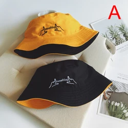 Double Sided Wear Finger Something Embroidery Panama Bucket Hat Men Women Summer Bucket Cap Hip Hop Hat Fisherman Hat