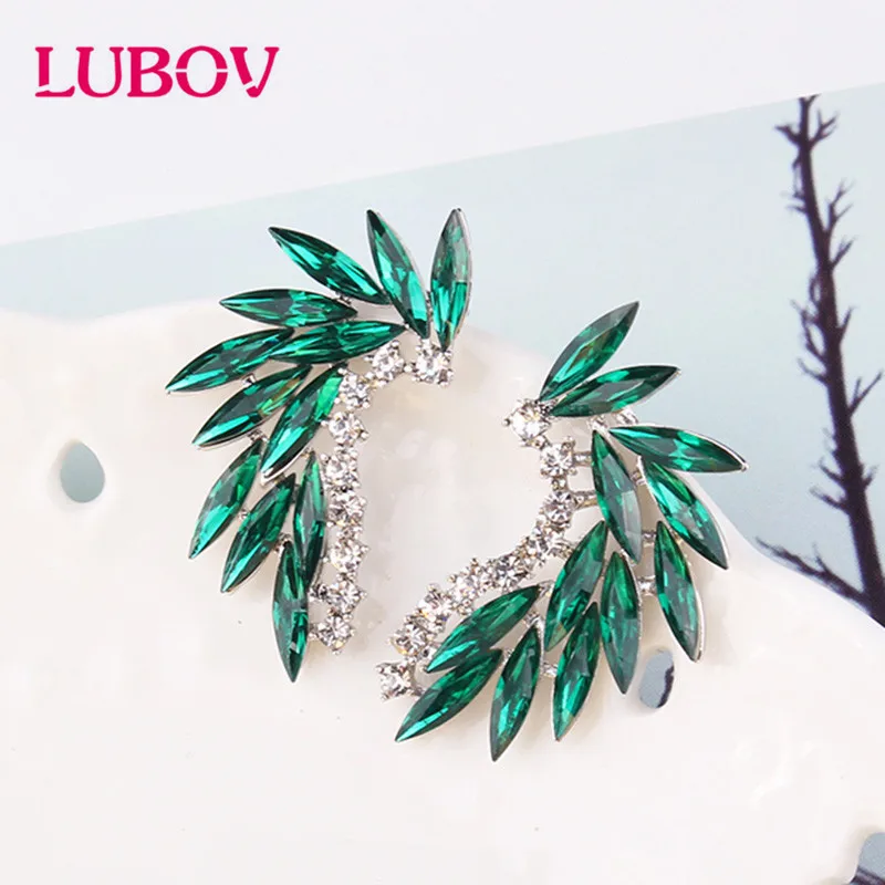 LUBOV-Brincos Coloridos Asas para Mulheres, Pedra Cristal Acrílica, Brincos Piercing, Jóias de Casamento na Moda, Presente de Natal, 3 Estilos