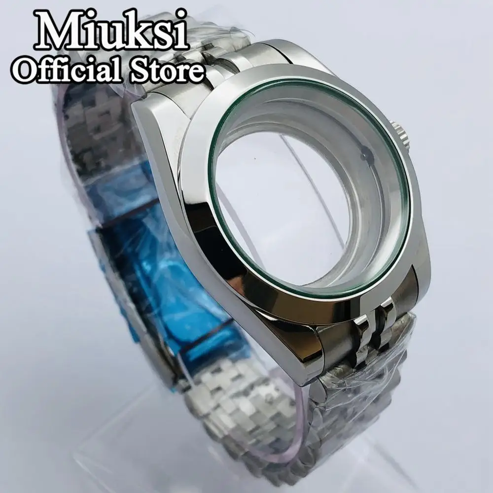 Miuksi 36mm/40mm sapphire glass silver watch case fit NH35 NH36 ETA2824 2836 Mingzhu DG2813 3804 Miyota8205 8215 PT5000 movement