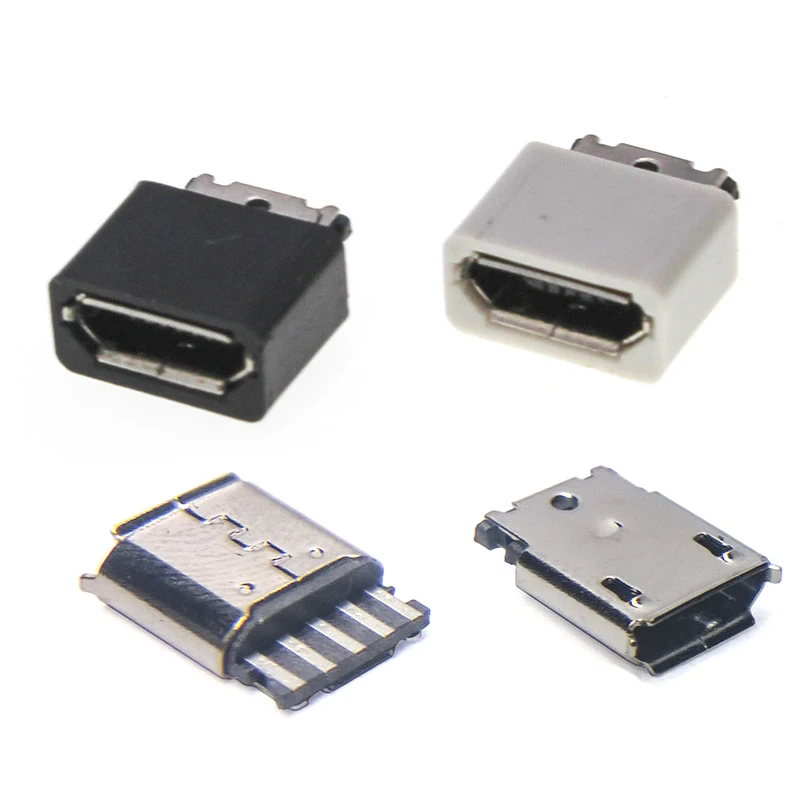 Type B V8 Warp Edge 5Pin USB Connectors Female Micro USB Connector Port Jack Sockect Terminals Tail Plug