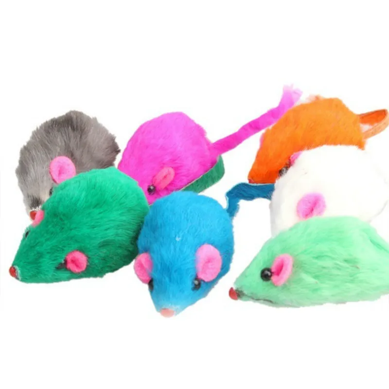 5pcs Colorful Mouse Cat Toy Bite Resistant Molar Plush Mice Toy Funny Kitten Playing Fleece False Mouse Pet Training Supplies