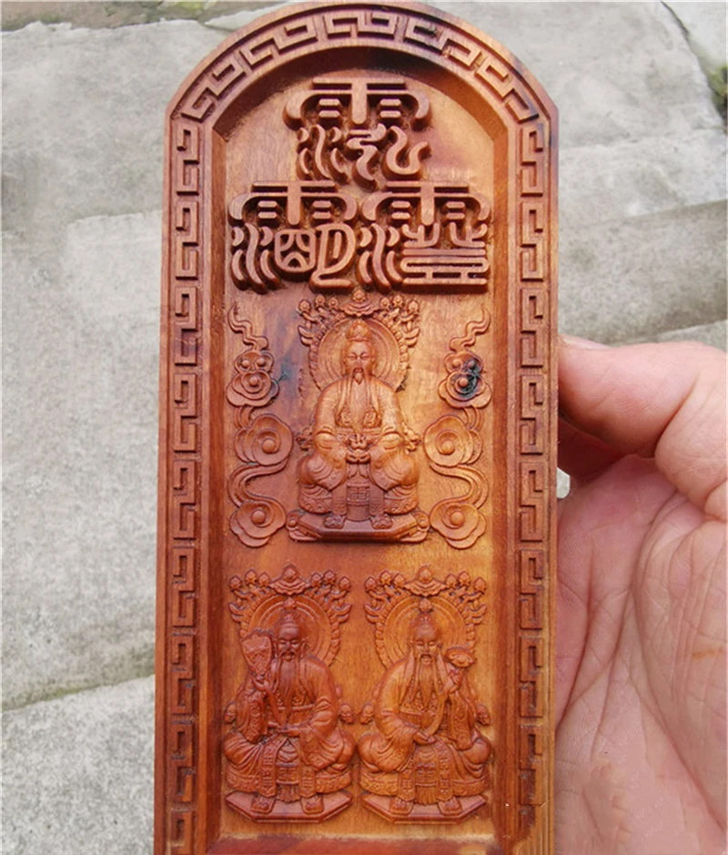 

Sanqing Taoist token, Lightning strike, Jujube Wood Relief, Sanqing Statue, Taoist Supplies, Taoist Magic objects