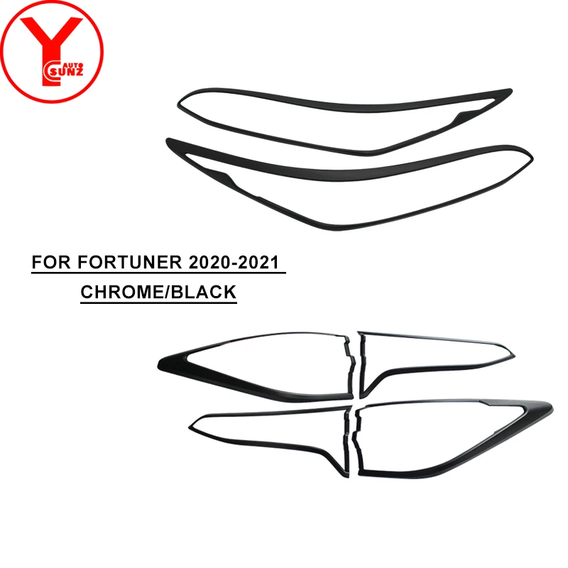 

For Toyota Fortuner Sw4 2020 2021 ABS Chrome Car Trim Full Set Head Light Cover Trim Taillight Lamp Cover Accessories YCSUNZ