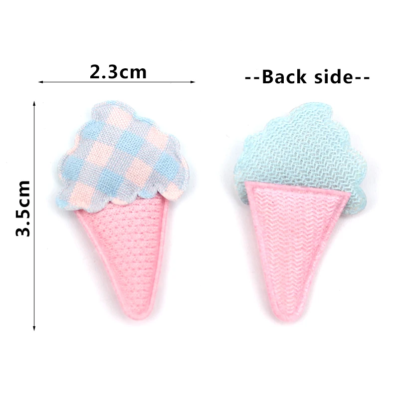 50Pcs 2.3*3.5cm Ice Cream Padded Appliques For Baby\'s Hairpin Crafts Headwear Decoration Handmade Ornament Accessories Wholesale