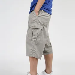 2023 Männer Sommer Multi-Pocket Baggy Cargo Baumwolle Waden länge Hosen Freizeit hose männlich große einfarbige Shorts plus Größe Xl-6Xl