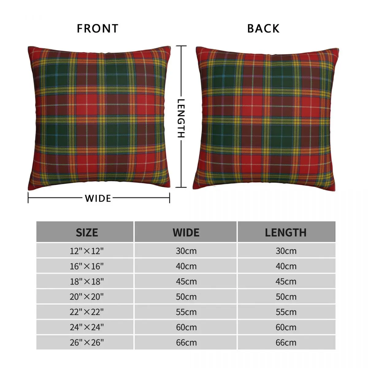 Buchanan Logan Tartan Square Pillowcase Polyester Linen Velvet Pattern Zip Decor Sofa Seater Cushion Cover